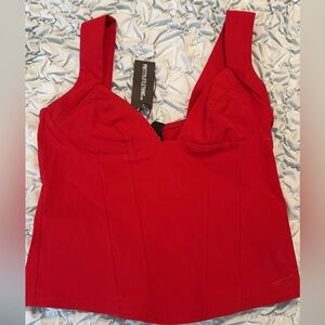 Red cropped tank top